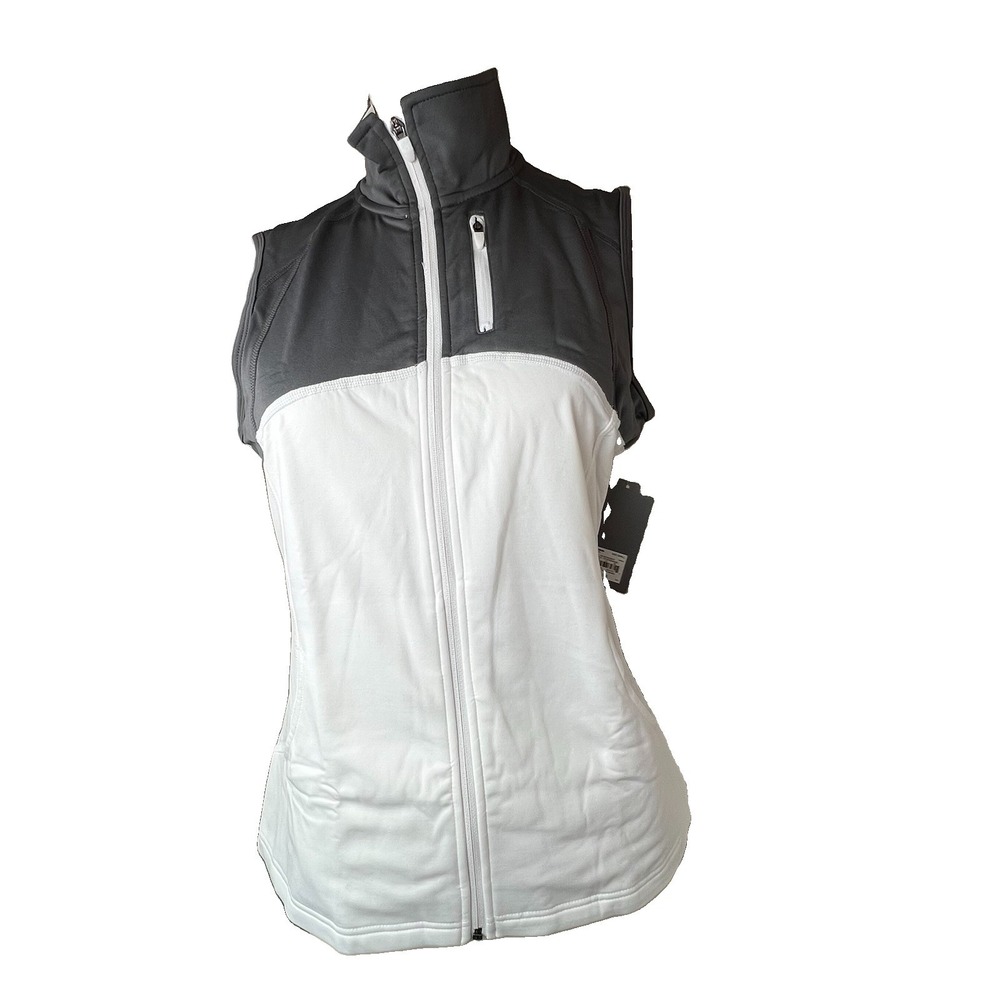 Tek Gear Warmtek Women's Vest  White Gray  Athletic Nylon Zip Small NWT